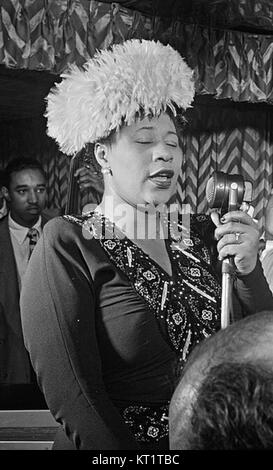 This image of Ella Fitzgerald, taken in September 1947, captures the renowned jazz singer during a significant period in her career. Stock Photo