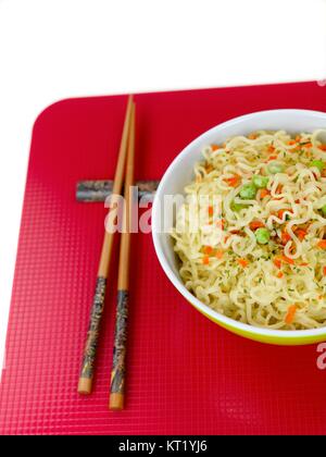 Cooked instant noodles isolated against a white background Stock Photo