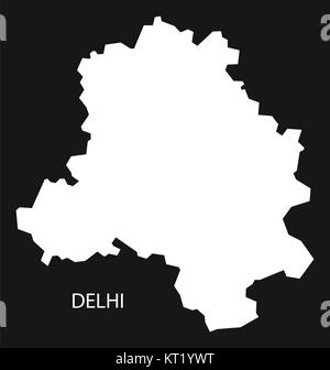 Delhi India Map black inverted Stock Photo