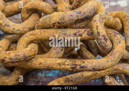 Close up shot of rusty chain Stock Photo