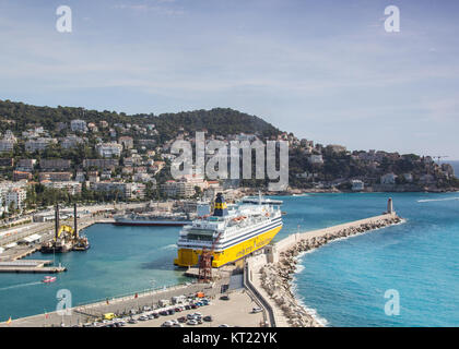 Car ferry to Corsica moored in Port Lympia, Nice, France