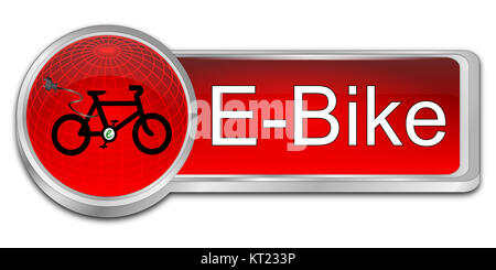 decorative red E-Bike Button - 3D illustration Stock Photo