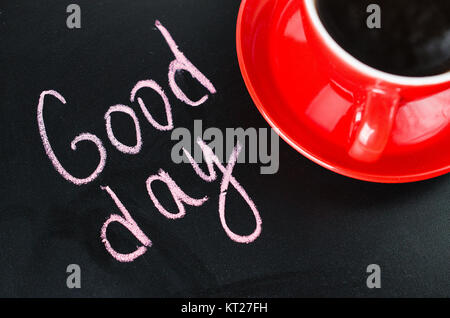 Cup of Coffee and the Inscription Good Day. Stock Photo