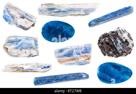 collection of polished and raw kyanite stones Stock Photo