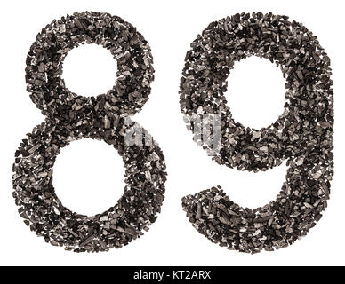 Arabic numeral 89, eighty nine, from green peas, isolated on white ...