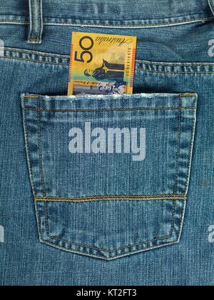 A denium blue jean pocket shot up close Stock Photo