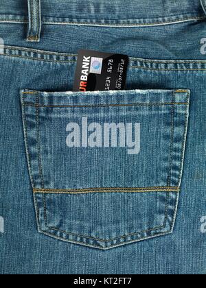 A denium blue jean pocket shot up close Stock Photo