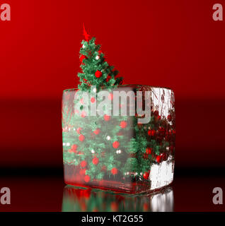 A frozen Tree in a Ice Cube. 3D rendered Illustration Stock Photo - Alamy