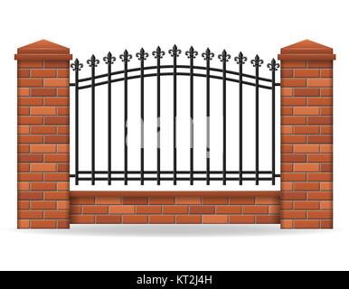 brick fence vector illustration isolated on white background Stock Vector