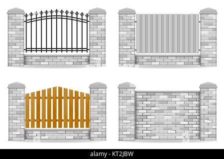 brick fence vector illustration isolated on white background Stock Vector