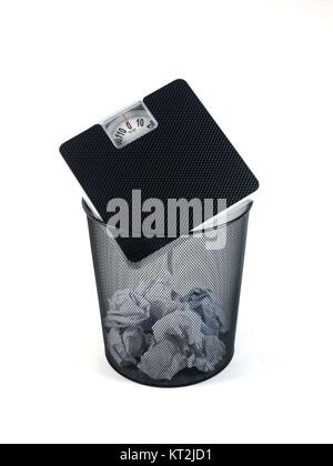 A trash bin isolated against a white background Stock Photo