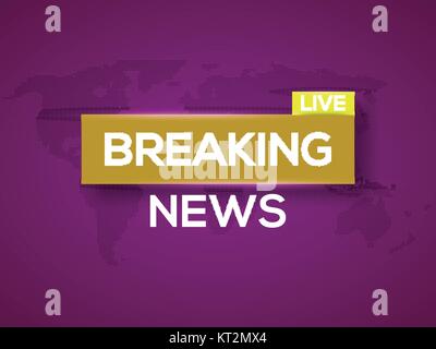Breaking news. World news with map backgorund Stock Vector