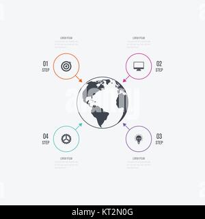 Infographics template 4 options with circle Stock Vector