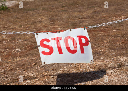 Stop sign restricting entry. Horizontal shot Stock Photo