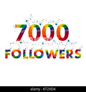 Vector thanks design template for network friends and followers. 7000 followers card. Stock Vector