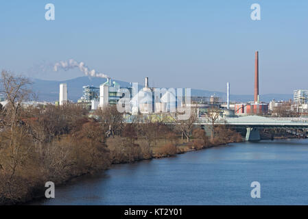 Production facilities of an industrial area in the west of Frankfurt am Main, Germany Stock Photo