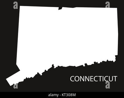 Connecticut USA Map black inverted silhouette Stock Photo
