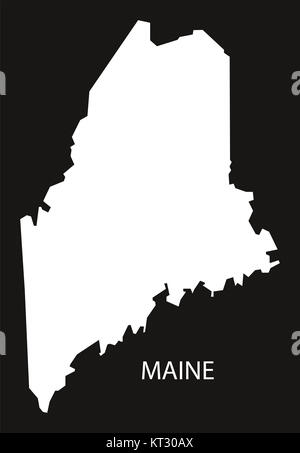 Maine USA Map black inverted silhouette Stock Photo