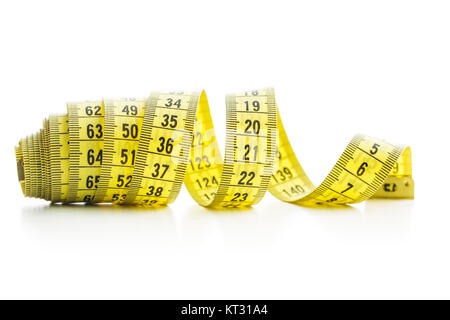 The yellow measuring tape. Stock Photo