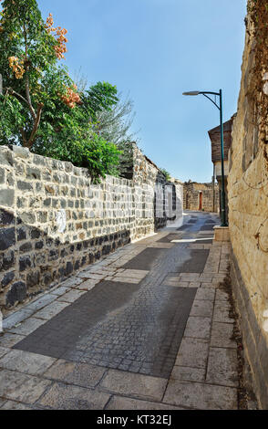narrow street in the Circassian village Stock Photo