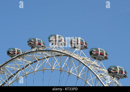 London Eye Millennium Wheel pods with people. London, UK. Coca cola sponsored Stock Photo