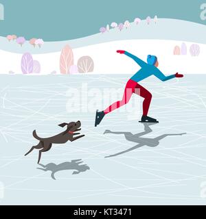 Cute winter sport fun Stock Vector