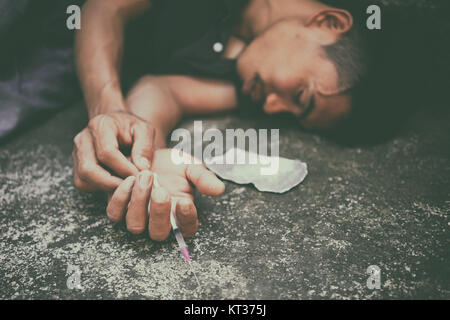 drug addict man Stock Photo