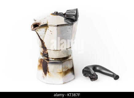 Burned Moka pot Stock Photo