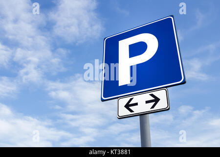 Parking signal with cloudy sky Stock Photo