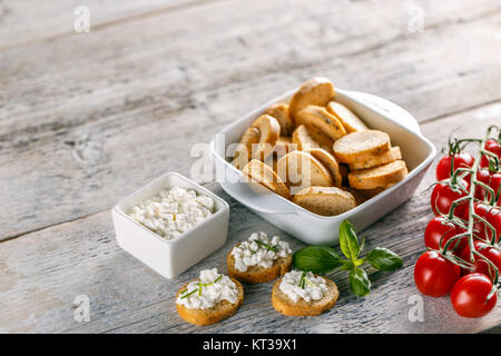 Cottage cheese with whole wheat rolls Stock Photo