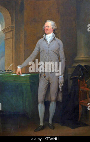 ALEXANDER HAMILTON (1755 or 1757-1804) American statesman and Founding Father in the 1792 painting by John Trumbull. Stock Photo