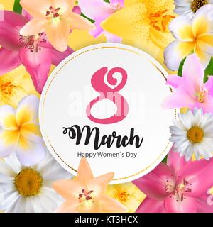 Poster International Happy Women's Day 8 March Floral Greeting Stock Vector