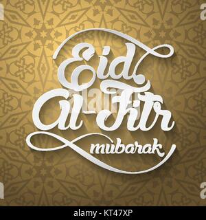 Eid-Al-Fitr mubarak greeting card vector illustration. Stock Vector