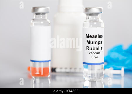 Measles Mumps Rubella Vaccine And Medicines Stock Photo