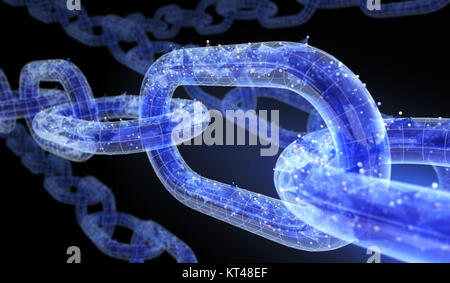 The chain with data. 3D illustration Stock Photo