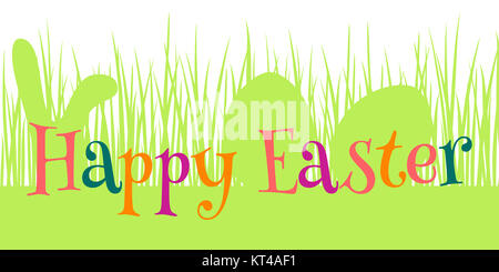 Happy easter card with eggs and rabbit ears Stock Photo