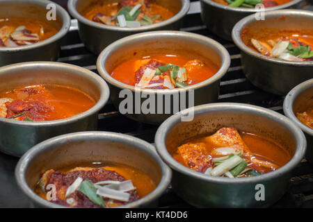 Korean side dishes at local market in Seoul, South Korea. Stock Photo