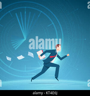 Businessman running in a hurry with papers. Stock Photo