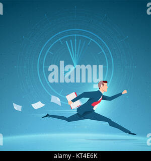 Businessman running in a hurry with papers. Stock Photo