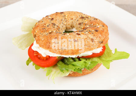 Bagel with cream cheese Stock Photo