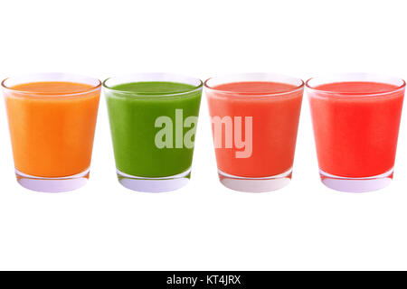 Collection of colored juice isolated on white background Stock Photo