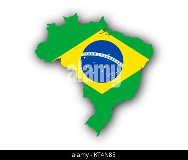 Karte und Fahne von Brasilien