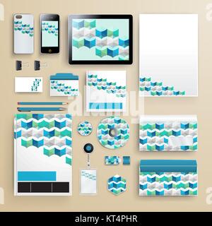 Corporate identity template with color elements. Vector company business style for brandbook, report and guideline. Stock Vector