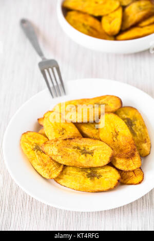 Fried Ripe Plantain Slices Stock Photo