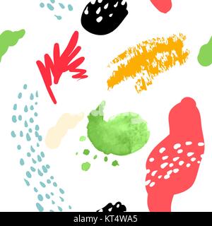 Vector stylized seamless pattern background hand-drawn illustration. Simple shape, bright pattern. Naive art style. Stock Vector