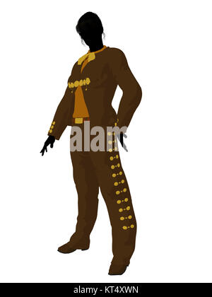 Female mariachi illustration silhouette illustration on a white background Stock Photo