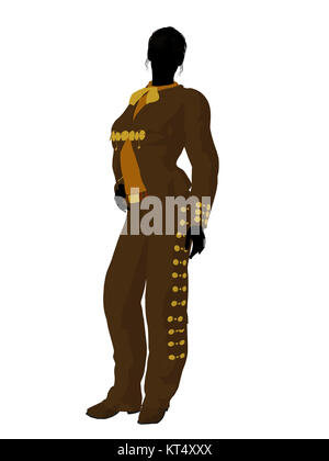 Female mariachi illustration silhouette illustration on a white background Stock Photo