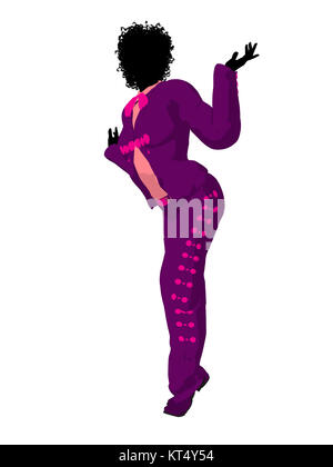 African american female mariachi illustration silhouette illustration on a white background Stock Photo