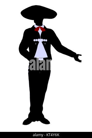 Male mariachi illustration silhouette illustration on a white background Stock Photo