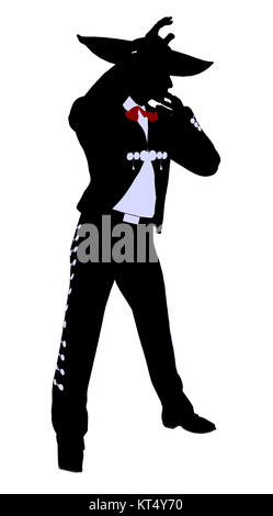 Male mariachi illustration silhouette illustration on a white background Stock Photo